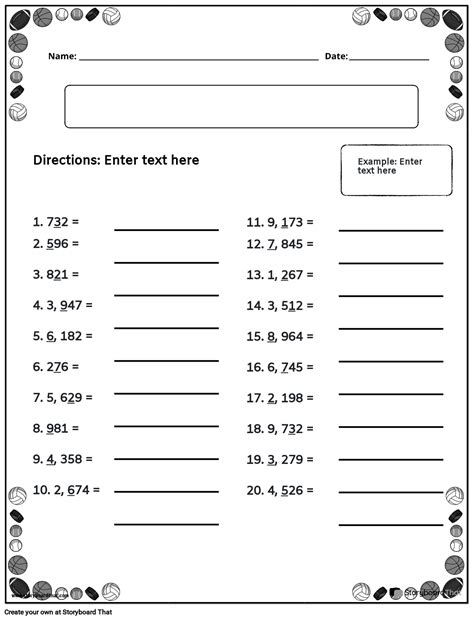 Printable Sports Themed Rounding Numbers Worksheet Bandw Worksheets Library