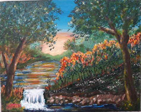 River Sunset original Acrylic painting | Etsy