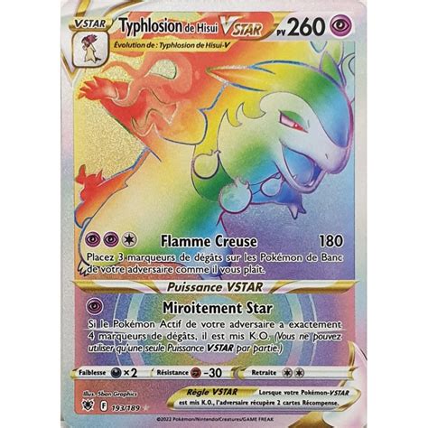 Typhlosion de Hisui VSTAR 193 189 Carte Pokémon VSTAR Arc en ciel