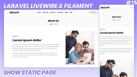 Laravel Livewire Filament Web App 15 Show Static Page PHP Tech