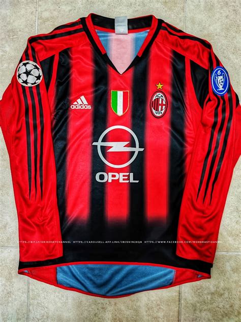 Ac Milan Home Kit 2004 Ucl Version S Long Sleeve Sports Equipment