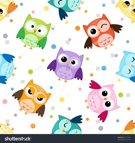 Seamless Pattern Colorful Owls Stock Vector Royalty Free 91772780