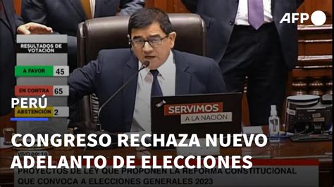 Congreso de Perú rechaza adelantar elecciones como pedía presidente