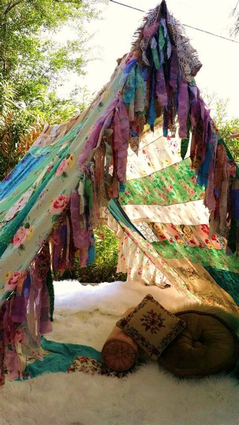 Boho Tent Glamping Teepee Vintage Scarves Gypsy Hippie Patchwork Bed