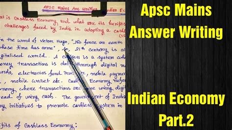 Apsc Mains Answer Writing Indian Economy Part 2 Youtube