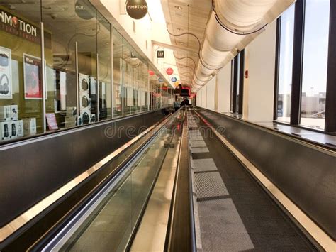 People Mover Moving Sidewalk Walkway at Airport Editorial Stock Photo ...