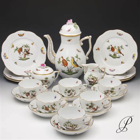 Kaffeeservice für 6 Personen Herend Rothschild Porzellan Porcelain