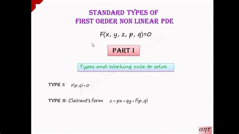 Methods To Solve Standard Types Of First Order Non Linear PDE