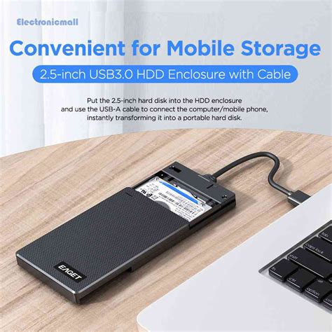 Electronicmall01th เคสฮาร์ดไดรฟ์ภายนอก Sata เป็น Usb30 Ssd 5gbps สําหรับ Sata Hdd Ssd 25