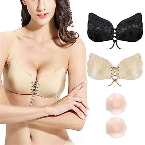 Rovtop 3 Pack Reggiseno Senza Spalline Invisibile Bra Adhesive Push Up