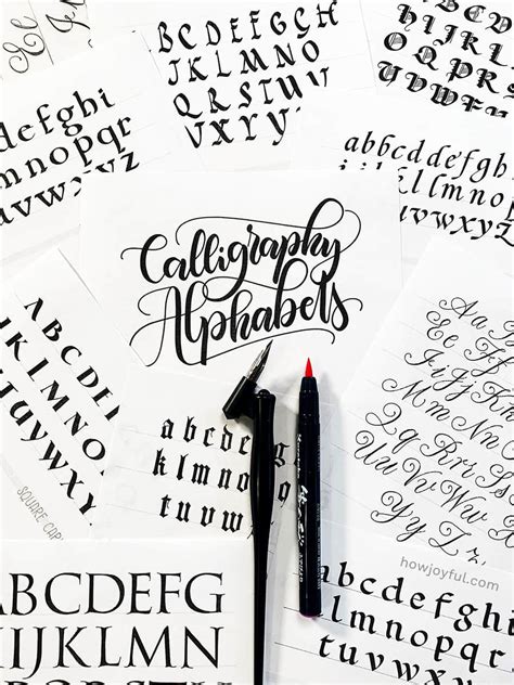 calligraphy alphabets   lettering styles  worksheets