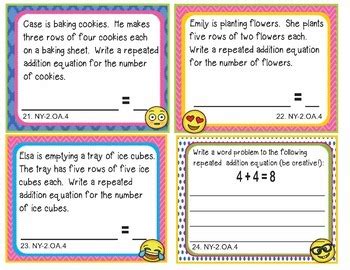 New York Math NY 2 OA 4 2nd Grade Task Cards Arrays By Elementary