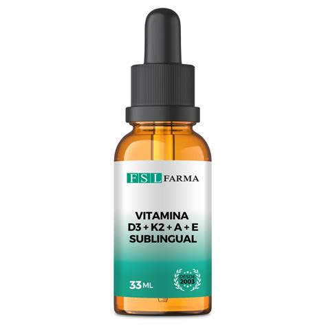 Vitamina D3 K2 A E Sublingual 60 Doses Vegan 33ml FSL FARMA