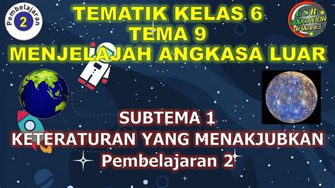 Kelas Tematik Tema Subtema Pembelajaran Menjelajah Angkasa