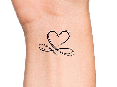 Infinity Heart Temporary Tattoo Etsy