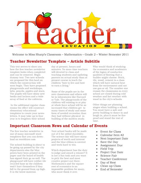 50 FREE Newsletter Templates for Work, School and Classroom