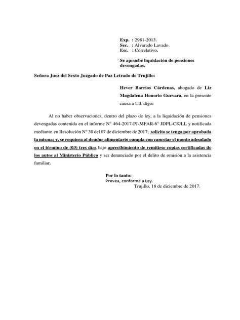 Solicitud De Aprobación De Liquidación De Pensiones Devengadas Y