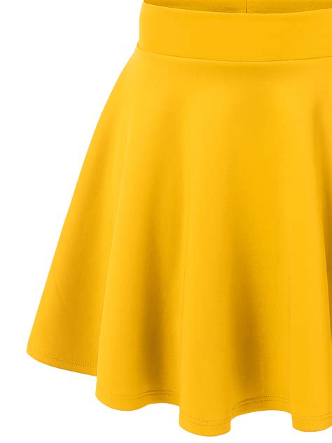 Mbj Wb669 Womens Basic Versatile Strechy Flare Skater Skirt S Yellow