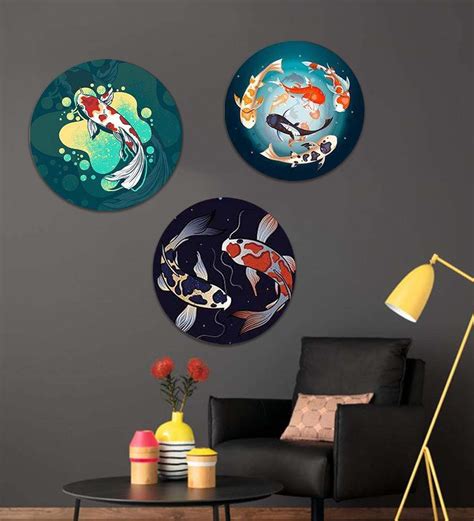 buy  blue prized koi pond canvas set   art print