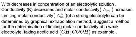 Define Limiting Molar Conductivity Why Conductivity Of An Electro