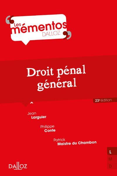 Droit pénal général 23ed 23ème édition broché Patrick Maistre du