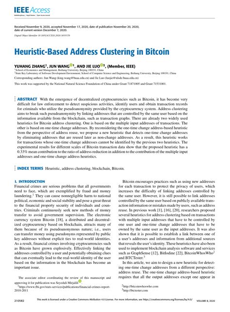 PDF Heuristic Based Address Clustering In Bitcoin