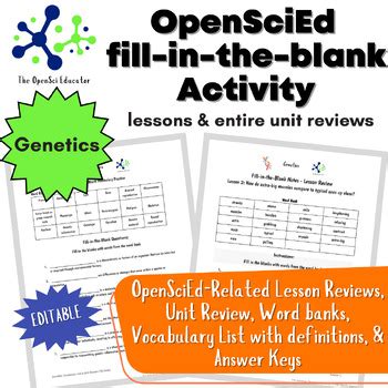 Openscied Genetics Fill In The Blank Fib Activity Th Grade Science