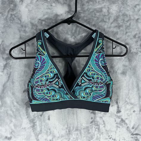 Athleta Tomales Bay Paisley Twist Back Bikini Top Siz Gem