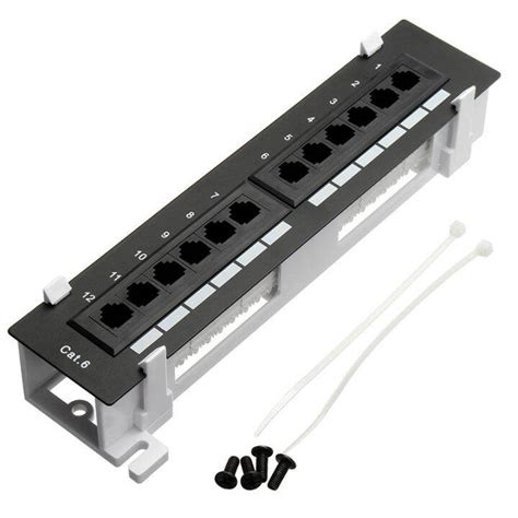 Network Tool Kit 12 Port Cat6 Patch Panel Rj45 Networking Wall Mount Rack With Surface Wall