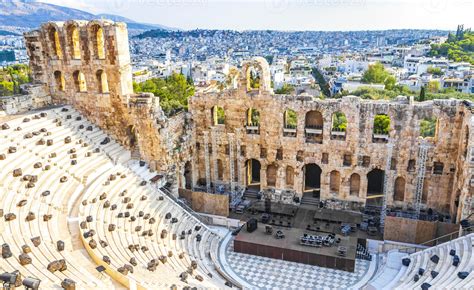 Acropolis Of Athens Odeon Of Herodes Atticus Amphitheater Ruins Greece