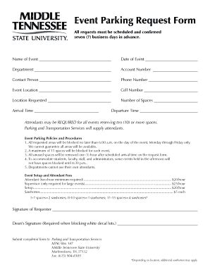 Fillable Online Mtsu Event Parking Request Form Mtsu Edu Fax Email