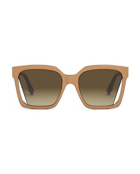 Fendi Cut Out Square Frame Sunglasses In Brown Lyst