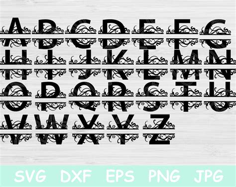 Alphabet Svg Split Monogram Svg Files For Silhouette Or Etsy