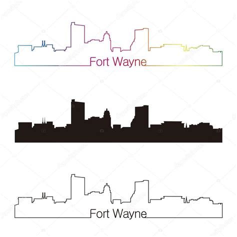 Fort Wayne skyline linear style with rainbow Stock Vector Image by ...