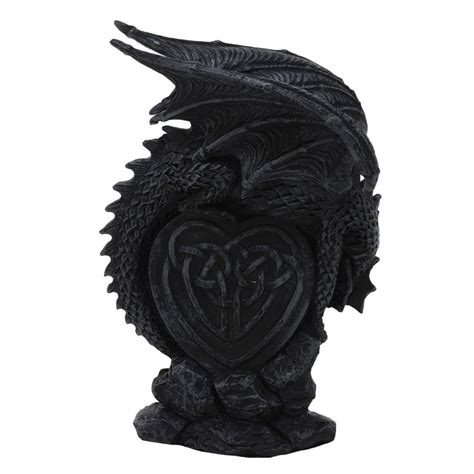 Dekofigur Indoor Drache Mit Rotem Herz Drachenfigur Statue Skulptur