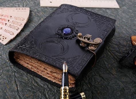 Alcraft Vintage Leather Celtic Triple Moon Grimoire Black Book Of