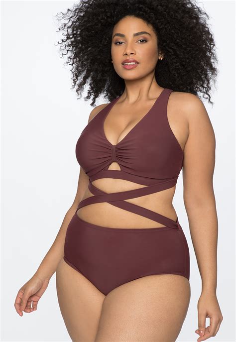 Eloquii Wrap Waist One Piece Swimsuit