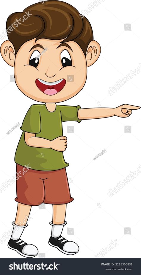 boy showing direction  smiling cartoon stock vector royalty