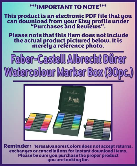 Swatch Form: Faber-castell Albrecht Dürer Watercolour Markers 30pc. - Etsy