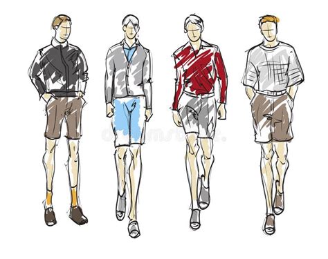 Fashion Man. Set of Fashionable Men`s Sketches Stock Illustration - Illustration of person ...