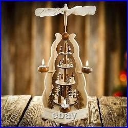 German Christmas Carousel Pyramid Windmill Wood Nativity Scene In