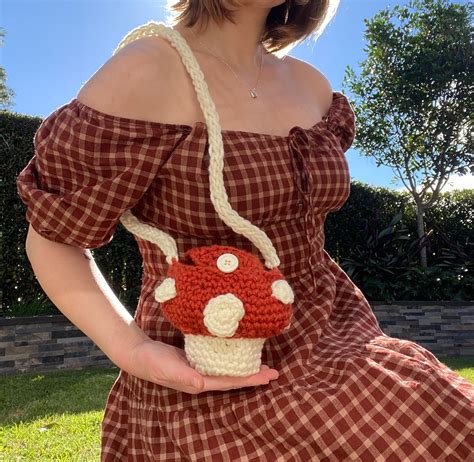 Crochet Mushroom Bag Or Backpack Cottagecore Fairycore Mushy Etsy