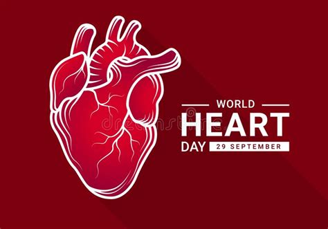 World Heart Day With Red Human Heart Sign On Black Background Vector