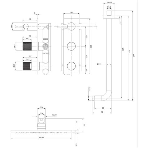 Omnires System Prysznicowy Podtynkowy Contour Antracyt Sysct At