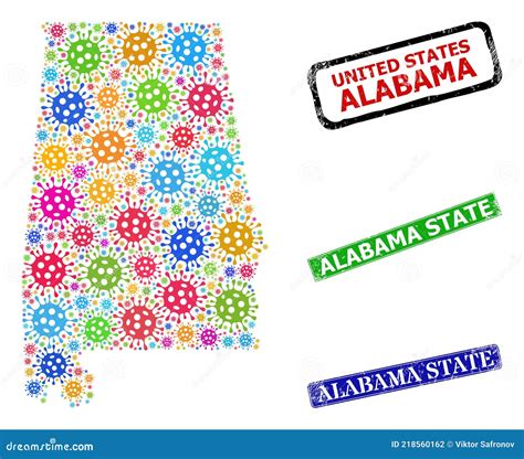 Rubber Alabama State Stamp Seals And Colored Bacilla Alabama State Map