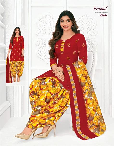 Cotton Red 2966 Ready Made Patiala Style Chudidar Semi Stitched At Rs