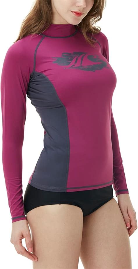 Amazon Tsla Women S Upf Rash Guard Long Sleeve Water Beach