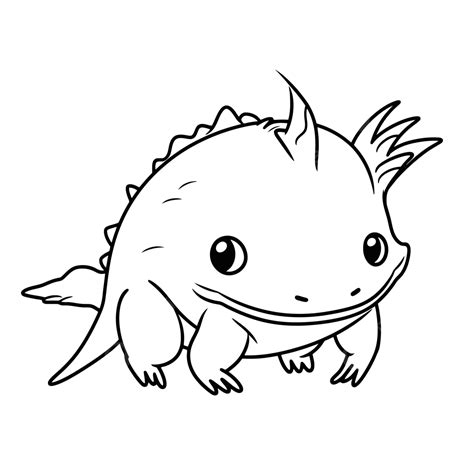 Niedliche Malvorlagen Einer Dinosaurier Umrissskizze Vektor Axolotl