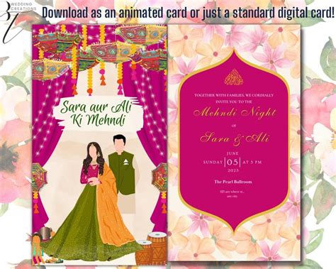 Animated Digital Mehndi Mayoun Mayun Haldi Dholki Invitation Card