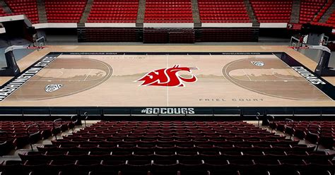 WSU unveils new basketball court featuring crimson and gray